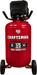CRAFTSMAN 33 Gallon Air Compressor, 175 Max PSI, Portable Air Compressor, Vertical Air Compressor for Heavy-Duty Use, Ideal for Home Garage and Workshop, Efficient and Reliable Performance