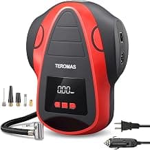 Tire Inflator Portable Air Compressor, Air Pump DC/AC for Car Tires 12V DC and Other Inflatables at Home 110V AC, Digital Electric Tire Pump with Pressure Gauge(Red)