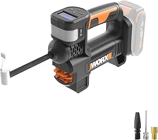 WORX Tire Inflator Portable Air Compressor, Cordless Air Pump for Car Tires, Motorcycle & Balls, 20V 150 PSI Bike Pump with Digital Pressure Gauge & Auto Shut-Off, Tool Only, WX092L.9