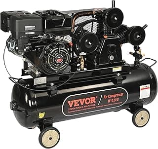 VEVOR 15HP Gas Powered Air Compressor, 30 Gallon Horizontal Air Compressor Tank, 33CFM@115PSI Gas Driven Piston Pump Air Compressed System with 115PSI Max Pressure for Construction Sites Workshop