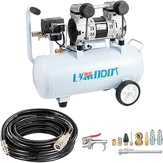 Quiet Air Compressor, Only 68dB, 5 Gallon Steel Tank, 2.8CFM @ 90PSI, Oil-Free, Electric Air Compressor Perfect for Woodwork Nailing, Garage, Car, Pneumatic Tool, Includes 11 Accessories