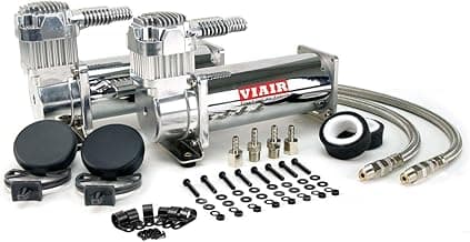 VIAIR 444C Dual Air Compressor for Air Suspension (2 Pack) 12V Continuous Duty Cycle Compressor for Air Tanks, Bags & Air Horns 200 PSI (Chrome)
