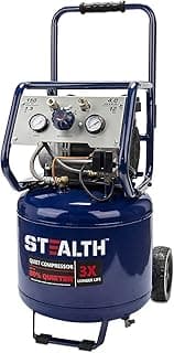 Stealth 12 Gallon Quiet Air Compressor, 1.5 HP Oil-Free Max150 PSI 68 Decibel,5 CFM @ 40 PSI 4 CFM @ 90 PSI Silent Portable Air Compressor W/Wheel for Garage, SAQ-11215