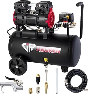 8 Gallon Ultra Quiet Air Compressor, Steel Tank 2HP 4.2CFM, Max 120 PSI Oil-Free Air Compressor Tank, 68dB for Car Repair, Spray Painting, Woodwork Nailing(With Accessories Kit)