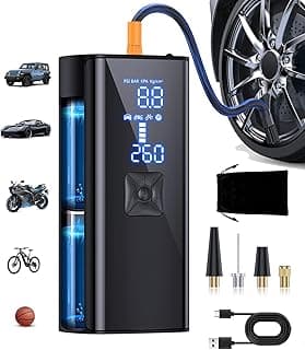 Tire Inflator Portable Air Compressor, 2X Faster 150PSI Cordless Air Pump with LED Light and Digital Pressure Gauge for Car, Bike, Motorcycles and Sports Ball
