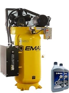 EMAX Air Compressor - 80 Gal Silent 7.5HP 2 Stage with 26 CFM & 175 Max PSI, Includes Oil for First Change - EHS07V080Y1