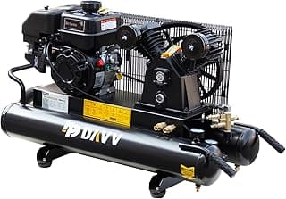 6.5HP Gas Powered Air Compressor with Wheels 9 Gallon Air Tank 12 CFM Wheelbarrow Gasoline Powered Piston Air Compressor Max.125PSI for Workshop, Machinery, Construction Sites