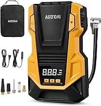 AstroAI 110V AC/12V DC Tire Inflator Portable Air Compressor, Dual Power Electric Air Pump with 150PSI Max Pressure & LED Light, Fast Inflation for Cars, Bikes, Motorcycles, and Inflatables, Yellow