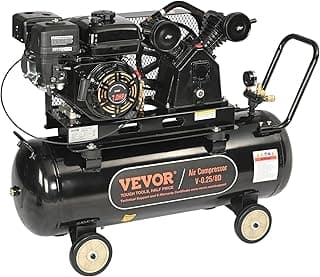 VEVOR 7HP Gas Powered Air Compressor, 21 Gallon Horizontal Air Compressor Tank with Wheels, 9CFM@115PSI Gas Driven Piston Pump Air Compressed System for Workshop Tire Inflation, Spraying, Nailing