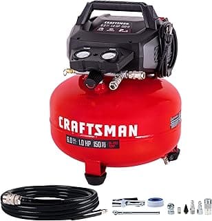 CRAFTSMAN 6 Gallon Pancake Air Compressor, Portable Oil-Free, 150 PSI, 2.6 SCFM @ 90 PSI, with 10-Piece Accessory Kit, Model CMXECXA0210641B