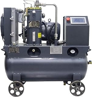10HP/7.5kw Variable Speed Frequency Rotary Screw Air Compressor with 30 Gallon Tank and Casters, 230V/60hz/single Phase/38CFM@116PSI Two in One Movable Air Compressor