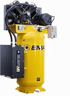 EMAX E350 Stationary Air Compressor - 7.5hp 80 Gal. 2 Stage Single Phase Industrial Compressor with Pressure Lubricated Pump & Whisper Quiet System - ES07V080V1.