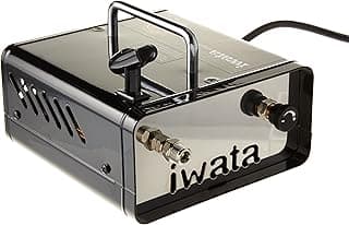 Iwata Ninja Jet Airbrush Compressor – 110-120V Quiet Compact Mini Air Compressor with Hose & Adaptors – Maintenance-Free, Adjustable Pressure – For Hobbyists, Artists, Cake & Model Painting