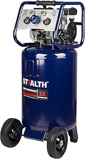 Stealth 20 Gallon Ultra Quiet Air Compressor,1.8 HP Oil-Free Peak 150 PSI 68 Decibel, 5.5 CFM @ 40 PSI 5 CFM @ 90 PSI Silent Long Life Electric Air Compressor W/Wheel for Garage